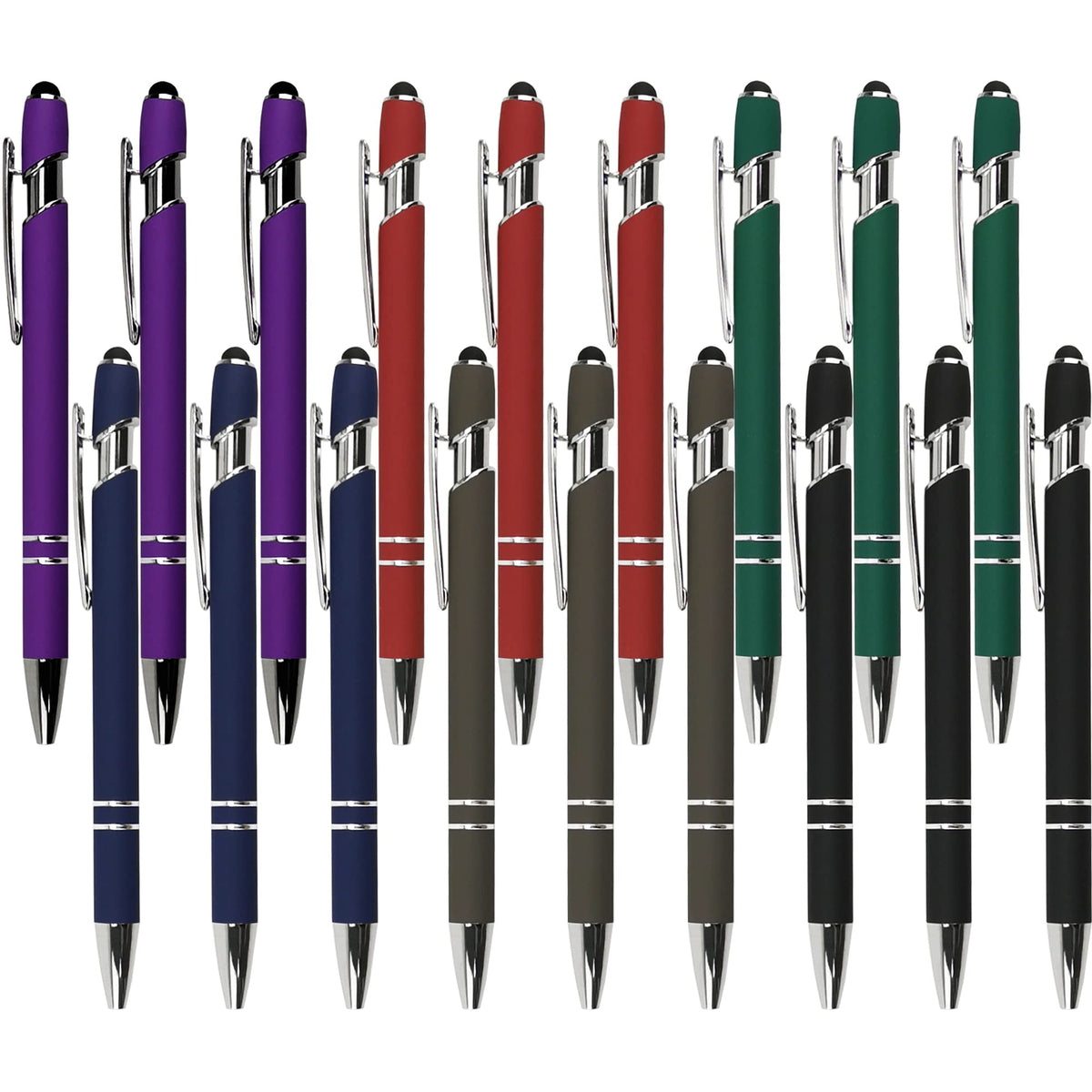 Oddmoal Ballpoint Pen with Stylus Tip, Soft Touch Click Metal Pen, 1.0mm Medium Point, Black Ink