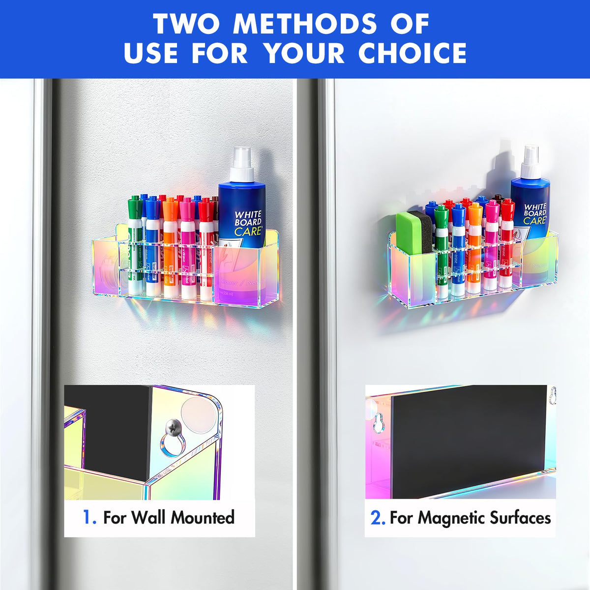 Banafich Wall Mounted Magnetic Dry Erase Marker Holder for White Board