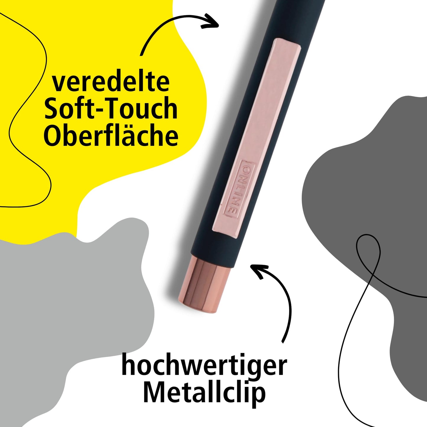 Online Soft Metal ballpoint pen, retractable ball pen, aluminum, replaceable refill, soft touch
