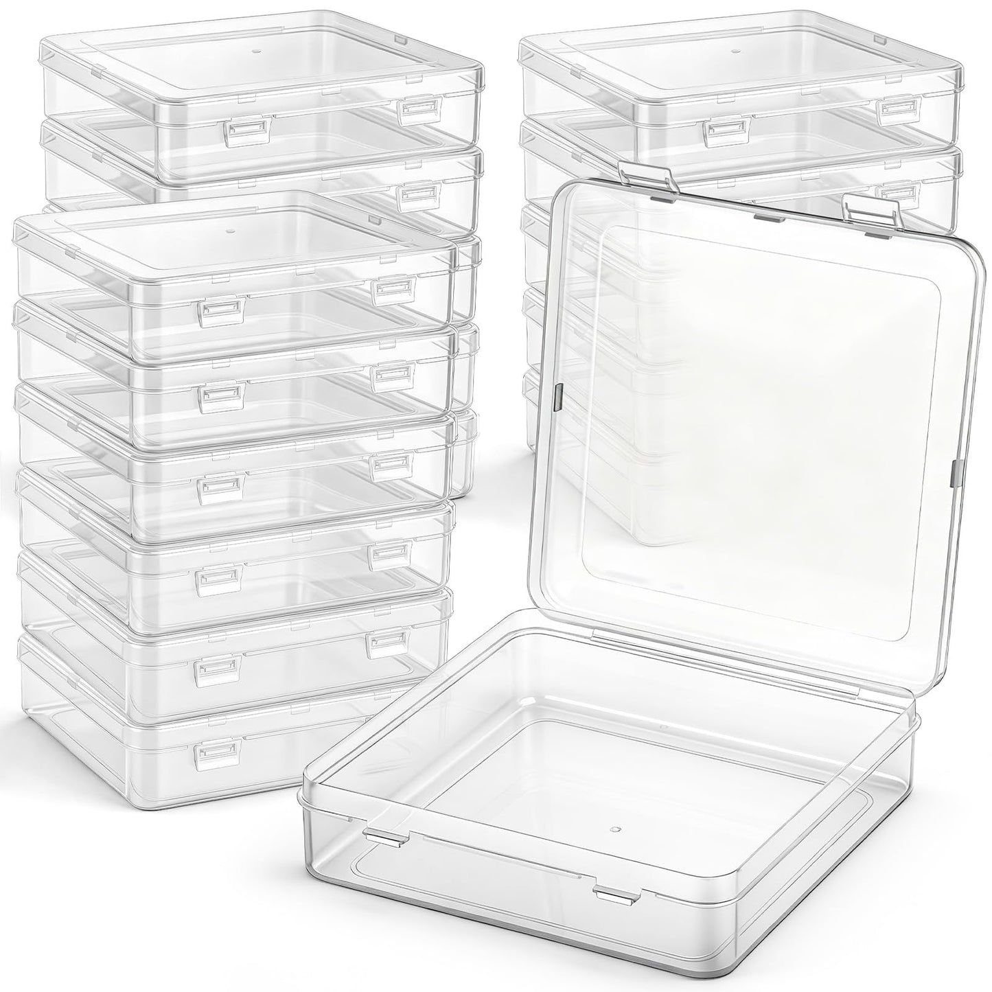 Jetec 18 Pieces Small Clear Plastic Storage Box, 5.9 x 5.9 x 1.5 Inch
