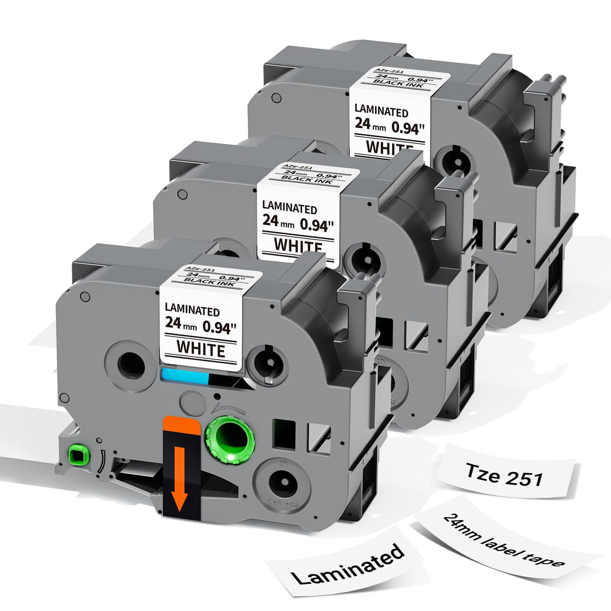 Label KINGDOM TZe-251 24mm 0.94" tz Laminated White Label Maker Tape Refill
