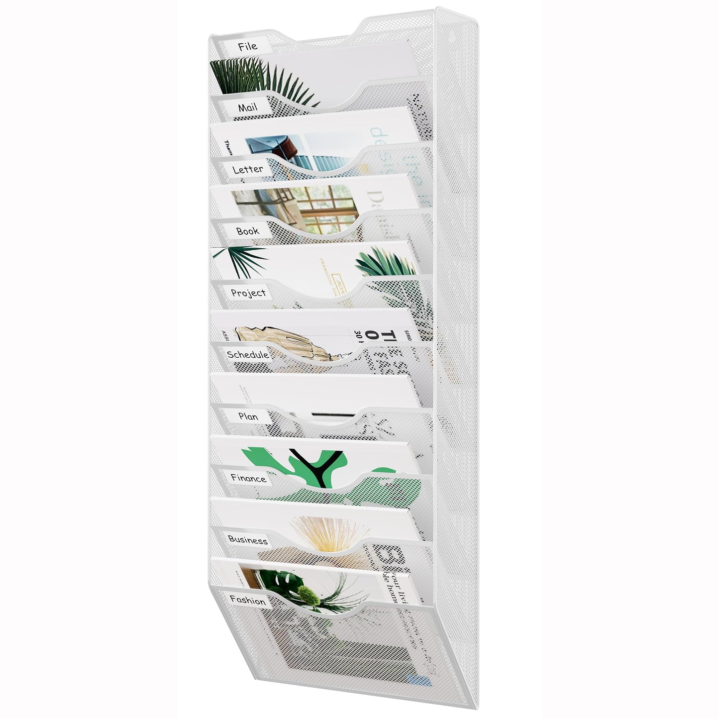 EasyPAG 10 Pocket Mesh Wall File Organizer, Hanging Paper Folder Holder with Classify Label