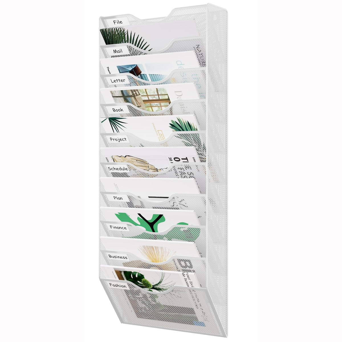 EasyPAG 10 Pocket Mesh Wall File Organizer, Hanging Paper Folder Holder with Classify Label