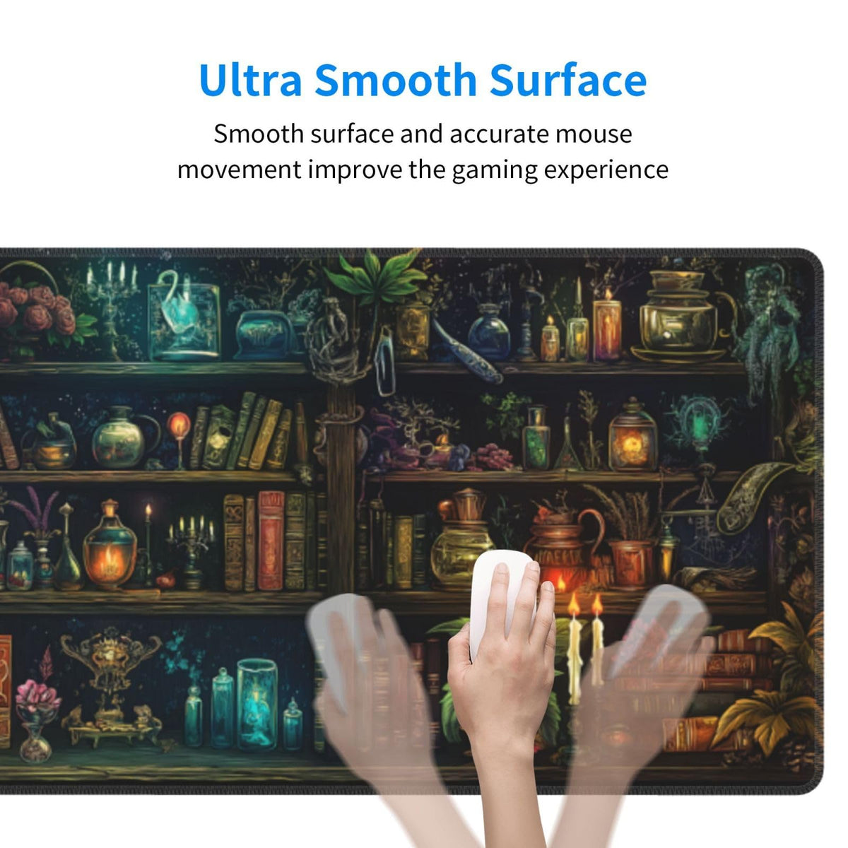 Library Mysterious Mouse Pad XL Large Mousepad Non Slip Rubber Base Desk Mat for Laptop Computer