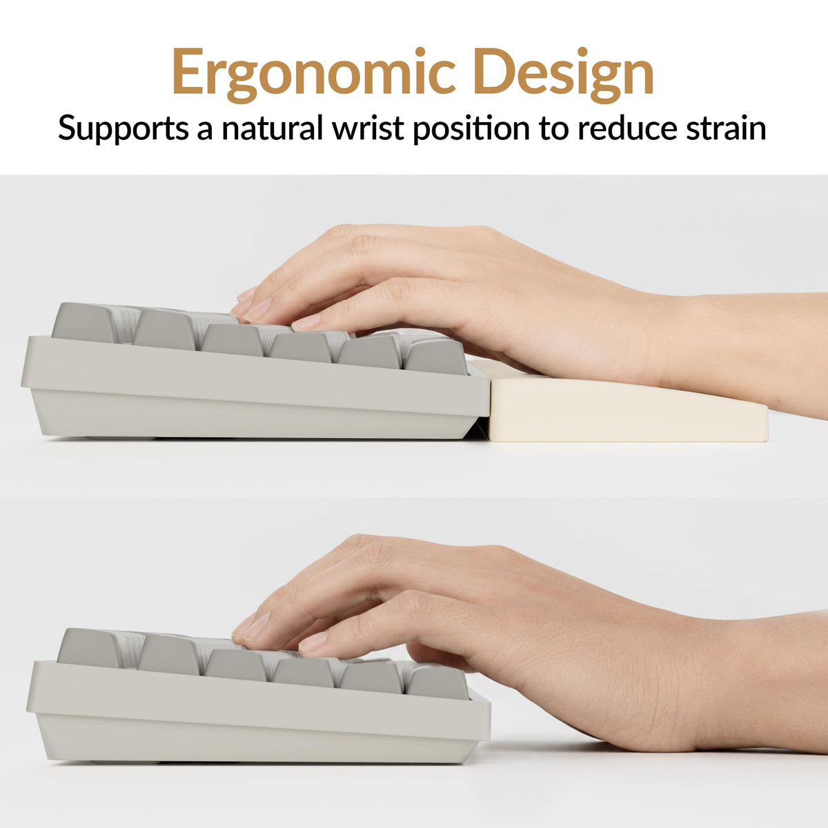 Keychron Retro Cream Silicone Wrist & Palm Rest, 17.6" Full Size for K10 Pro / K10 Max / Q6 / Q6