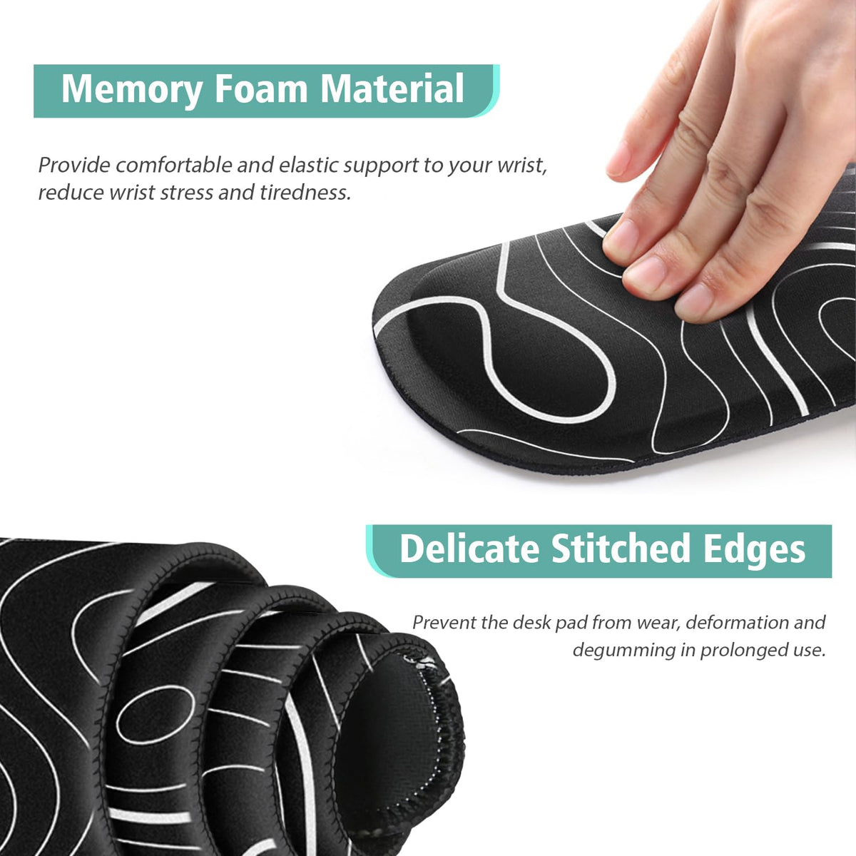 4 in 1 Large Mouse Pad,Keyboard Wrist Rest Set,Desk Mat with Stitched Edges Thicken Desk Pad,Wrist