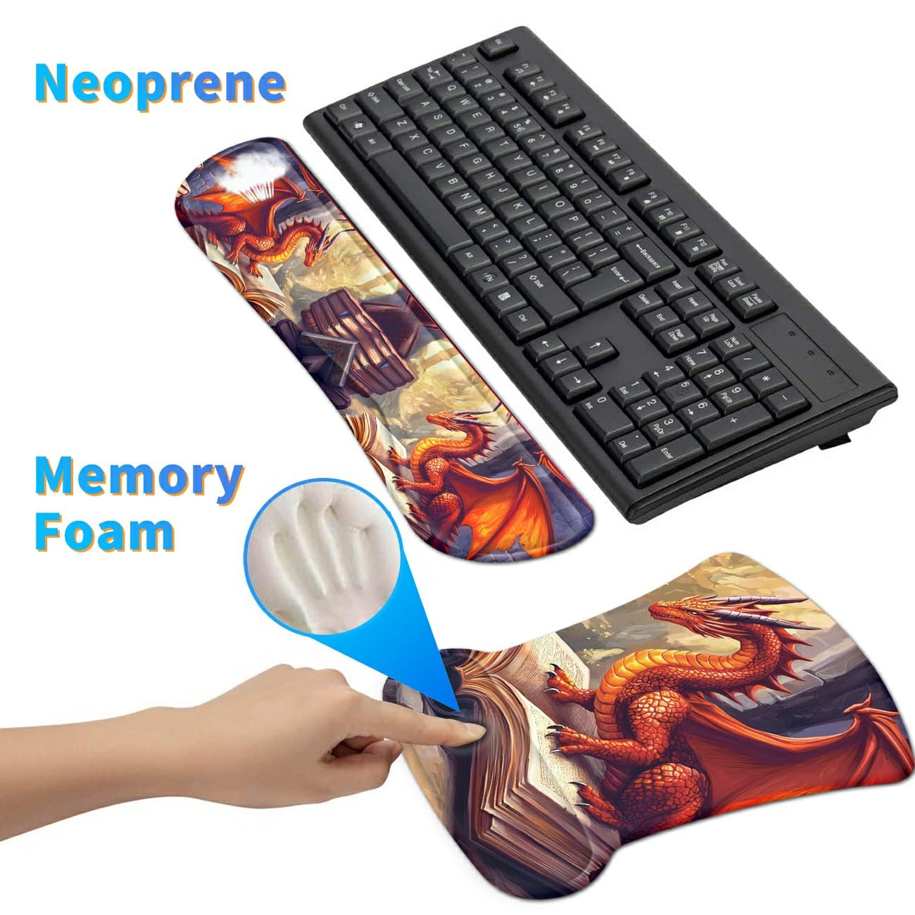 Dikoer Ergonomic Mouse Pad with Wrist Support Gel Mouse Pads and Upgrade Keyboard Wrist Rest Pad