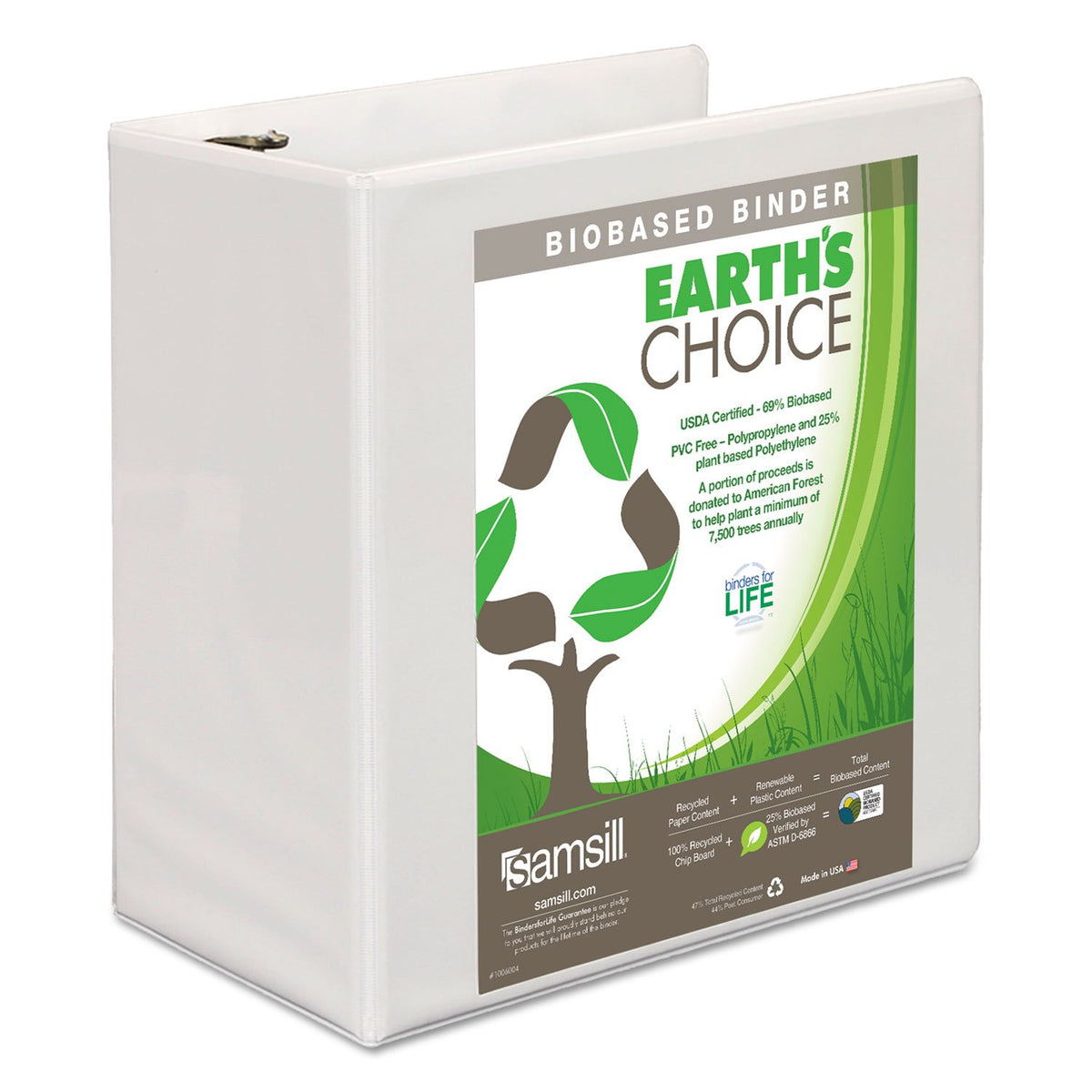Samsill Plant-Based 5 Inch Durable D- Ring, View Binder, Eco-Friendly, USDA Certified Biobased