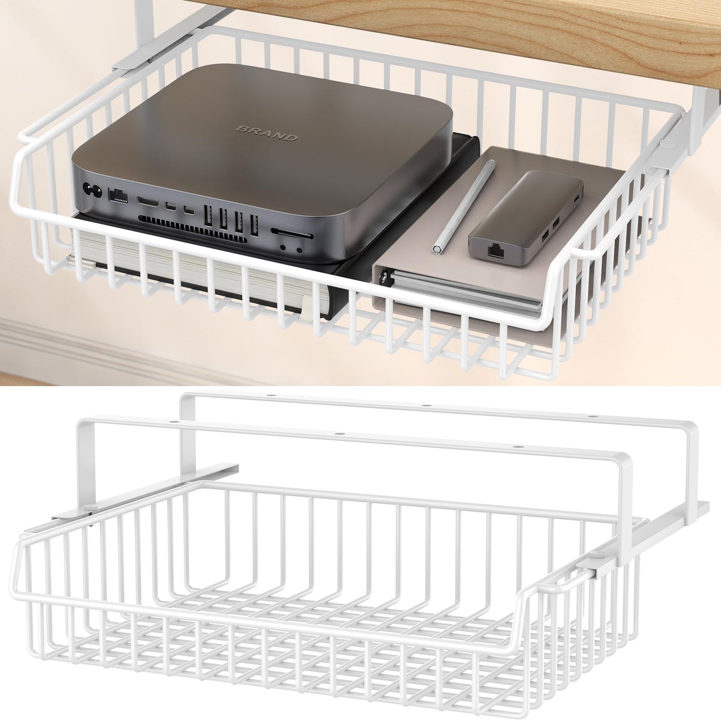 ENONCI Under Desk Storage Drawer Slide Out No Drill Metal Cabinet