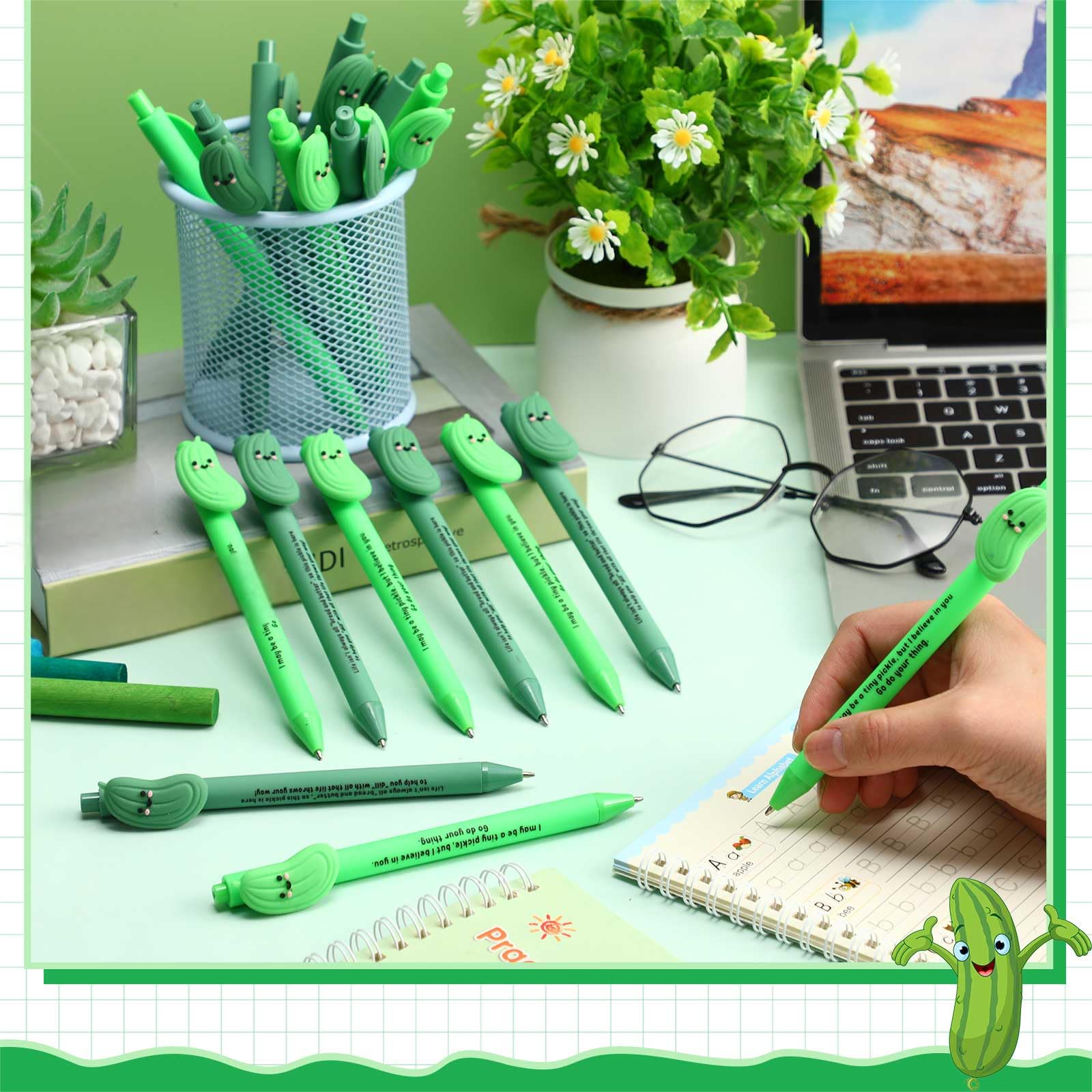 50 Pcs Positive Funny Pens Affirmation Gifts Bulk for Adults, Pickle