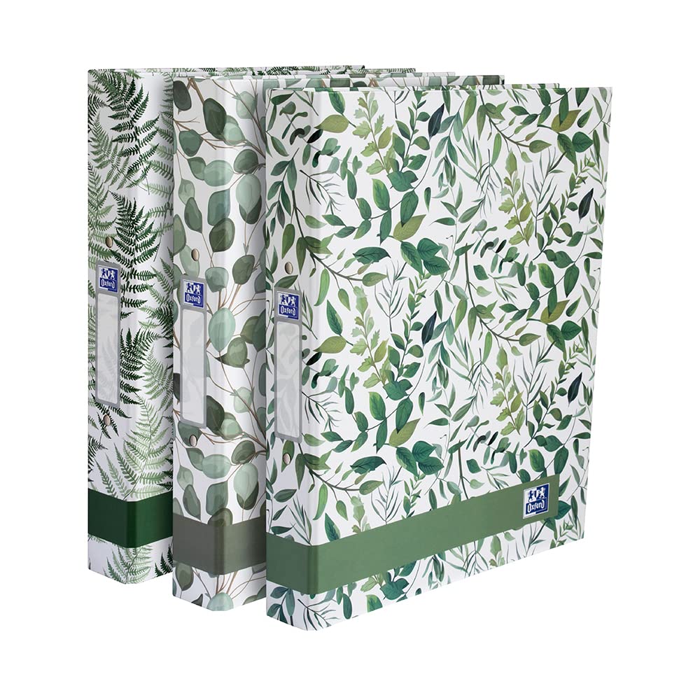 Oxford A4 Ring Binders, Leaves Pattern, 40mm Folders, Pack of 3