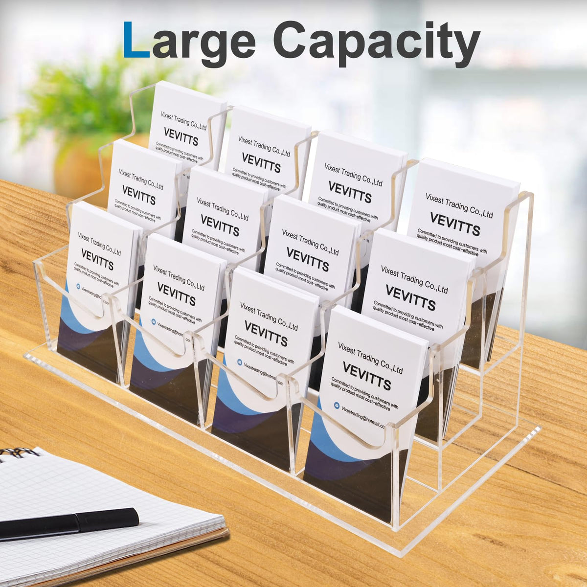 Vevitts Vertical Business Card Holder, Acrylic Business Card Display, Clear Desktop Business Card