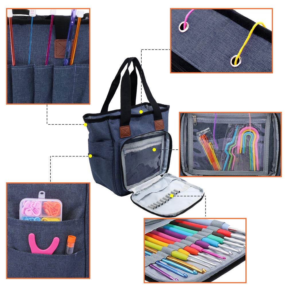 SumDirect Yarn Bag, Knitting Organizer Tote Bag Portable Storage Bag for Yarns, Carrying Projects