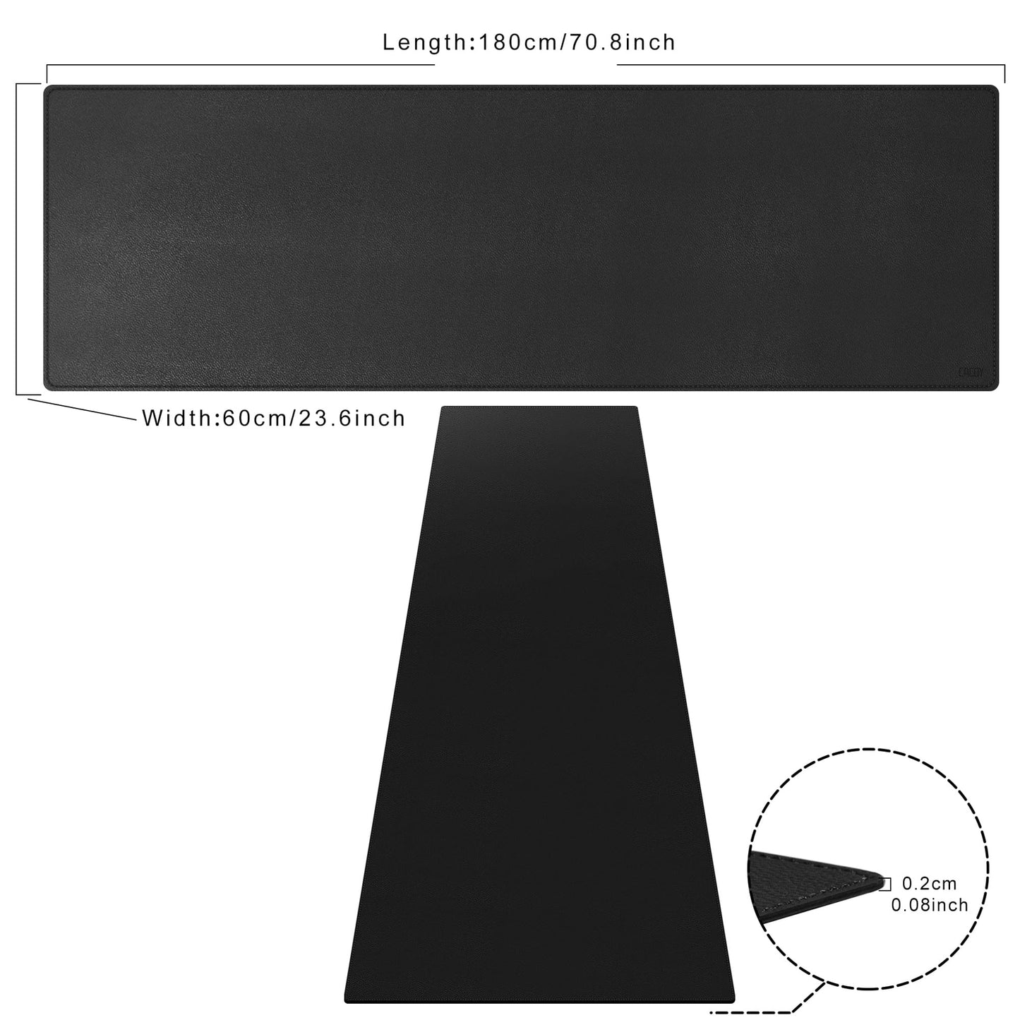 Cacoy 70.8"x24" Extended Leather Desk Mat, Waterproof Desk Blotters, Black