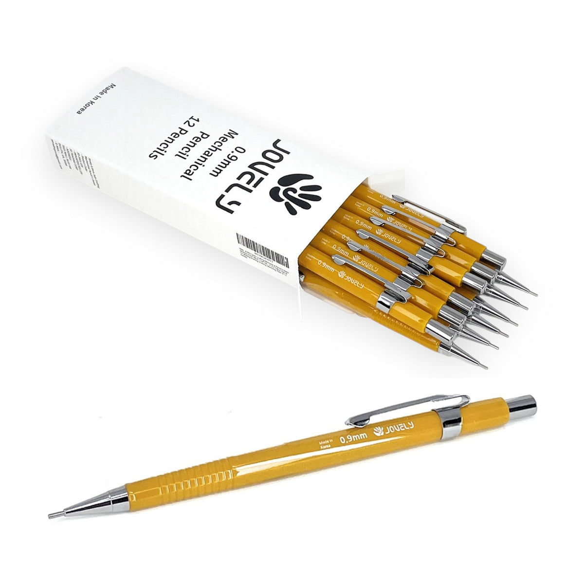JOVELY 0.9mm Mechanical Pencils, HB #2, Yellow, 12 Count, Made in Korea
