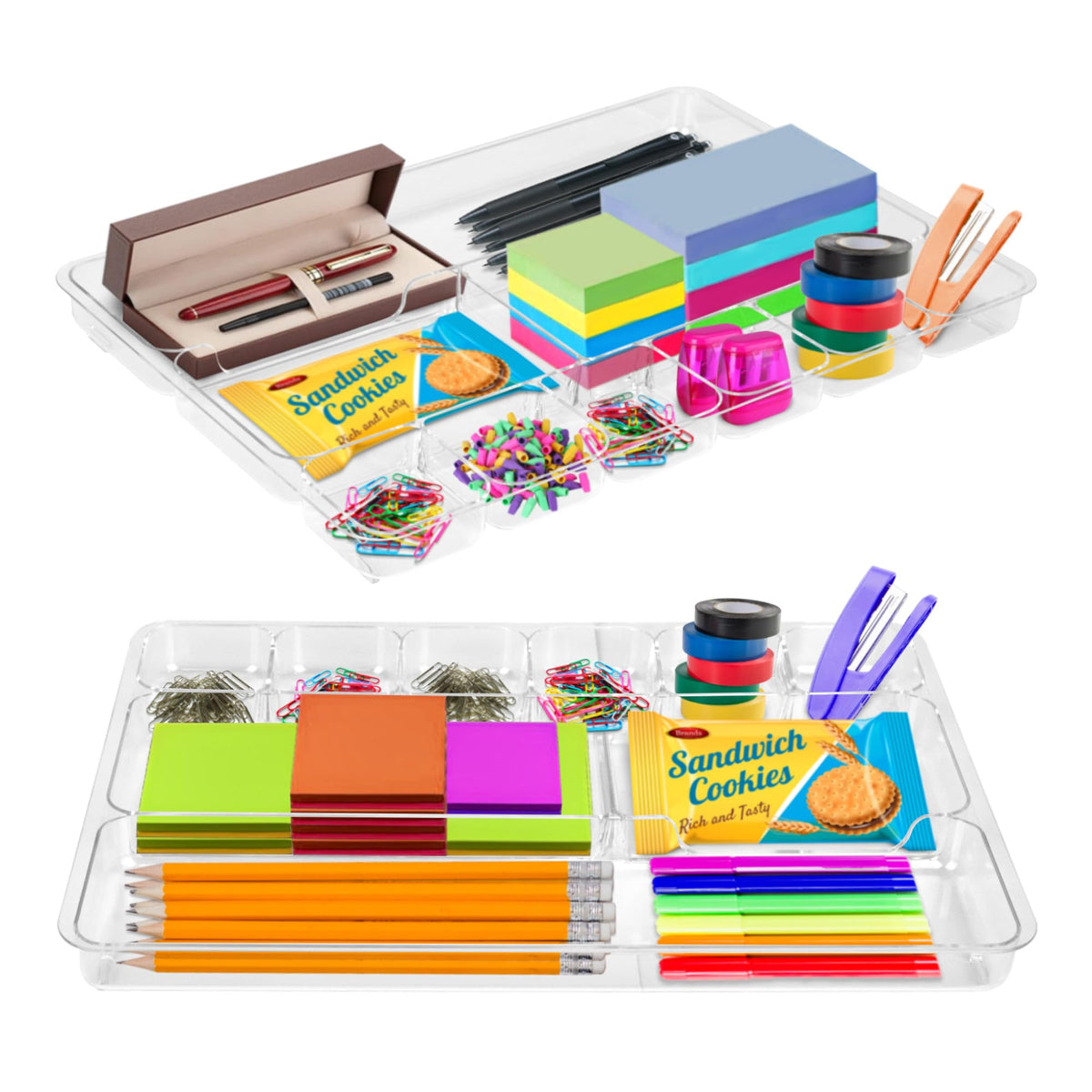 Manaloom Desk Drawer Organizer Tray with 9 Storage Compartments - For Home and Office - Drawer