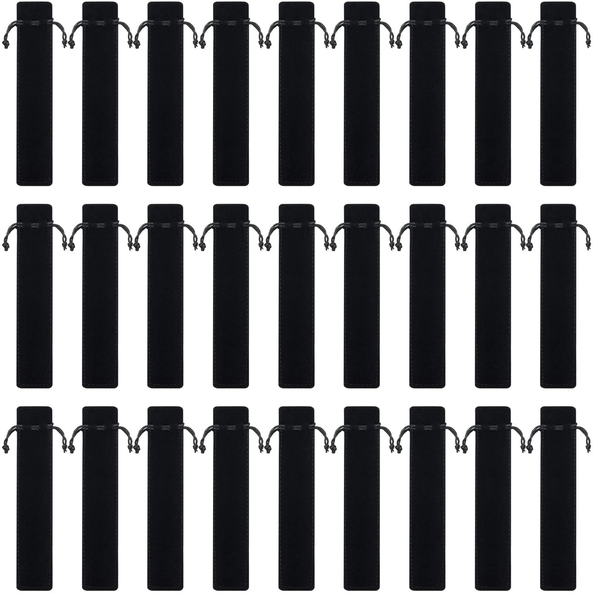 Yexiya 200 Pieces Velvet Pen Pouch with Drawstring Black Pencil Sleeve
