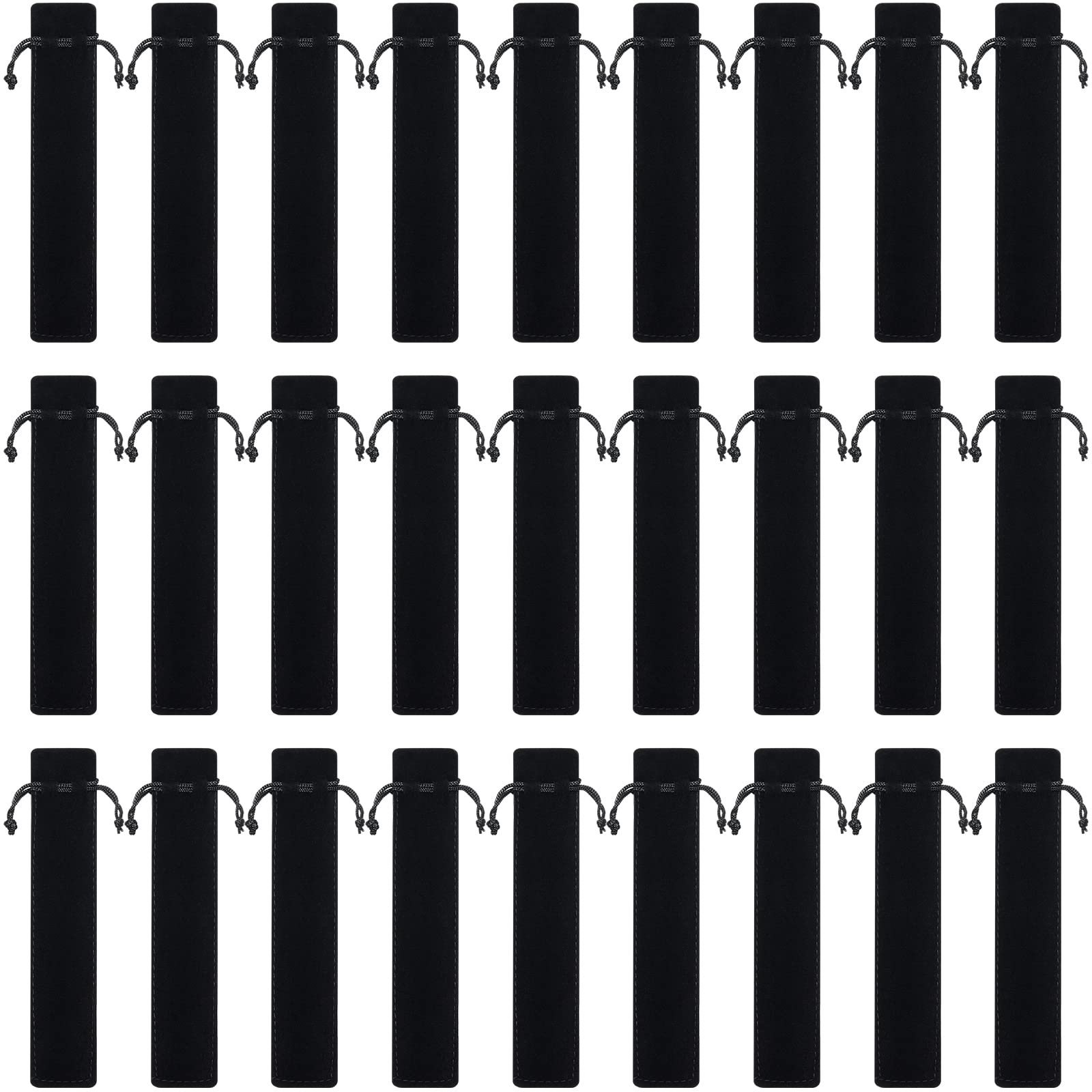 Yexiya 200 Pieces Velvet Pen Pouch with Drawstring Black Pencil Sleeve