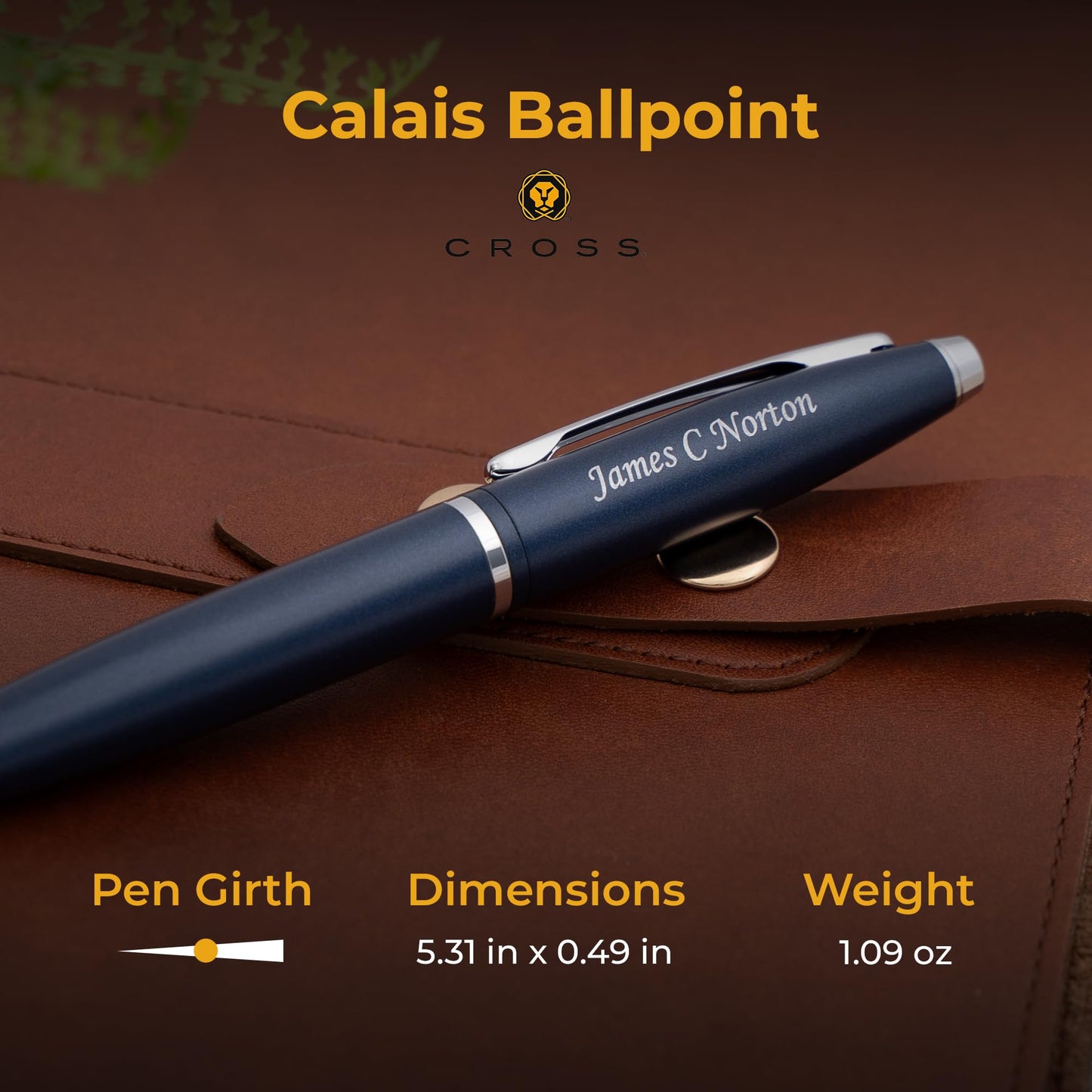 Cross Calais Personalized Ballpoint Pen in Matte Blue with Chrome Trim