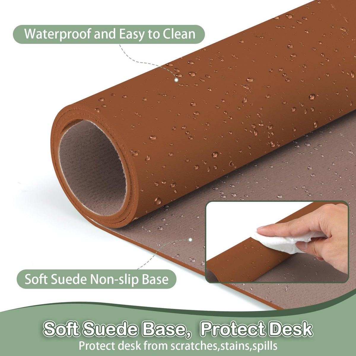 Boutilon Leather Desk Pad Protector,Non-Slip Mouse Pad,Laptop Desk Pad,Office Mouse Mat,Waterproof