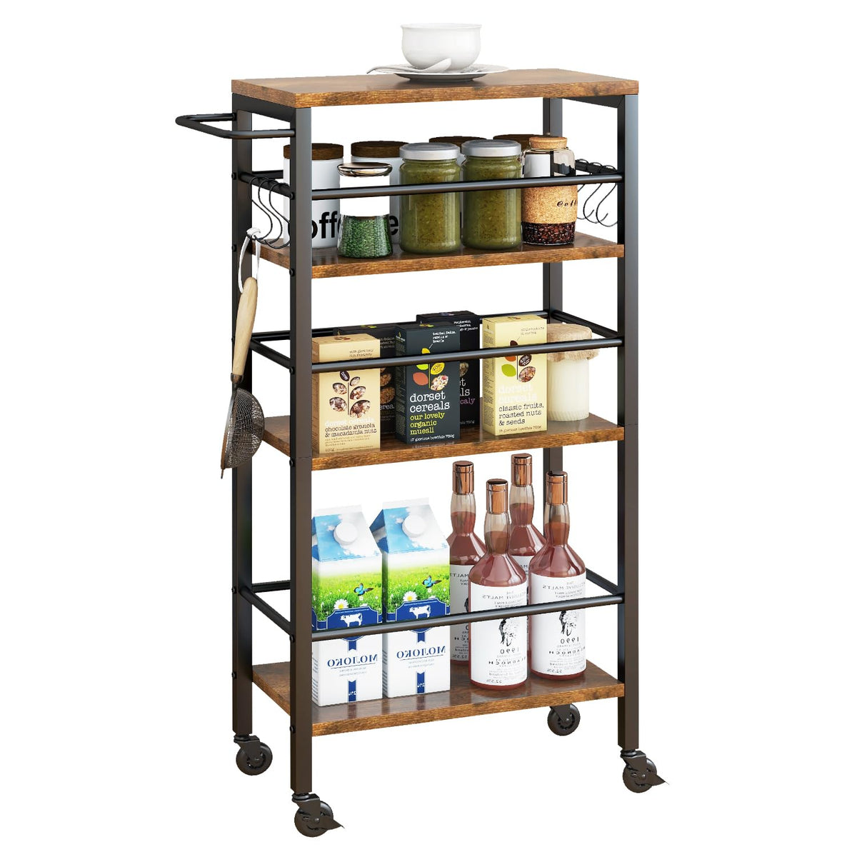 IBUYKE Slim Rolling Storage Cart, Kitchen Cart Utility Shelving UTMJ065H