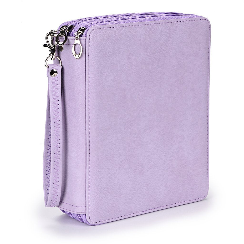 BTSKY Deluxe PU Leather Pencil Case For Colored Pencils - 120 Slot, Purple