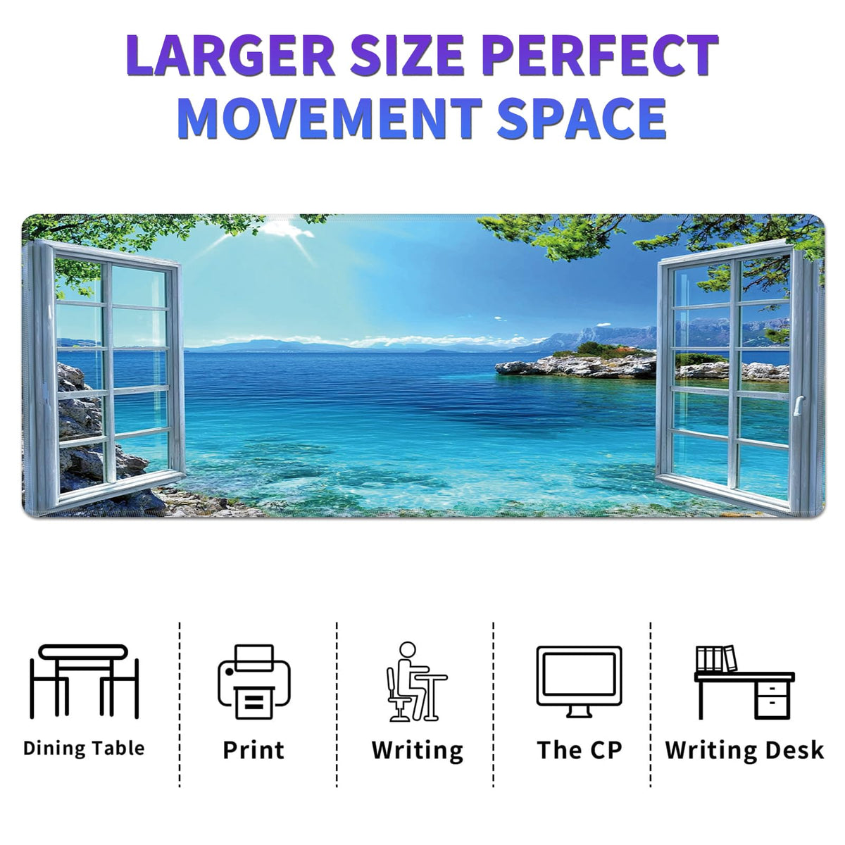 Large Mouse Pad, Desk Mat, XL Gaming Keyboard Mat, Non-Slip Rubber Base, Full Extended Mousepad for