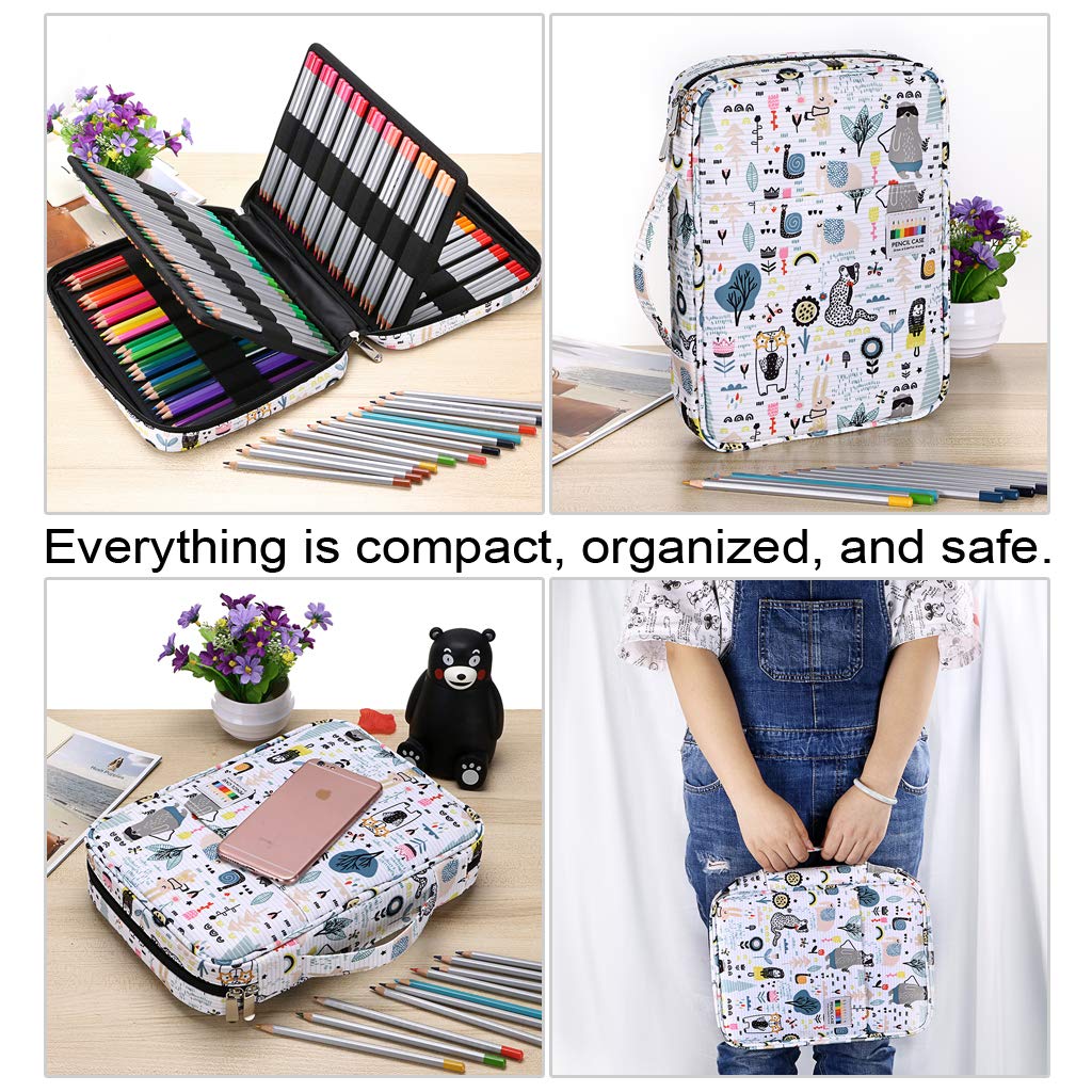 BTSKY Portable Colored Pencil Case - Holds 166 Pencils or 112 Gel Pens