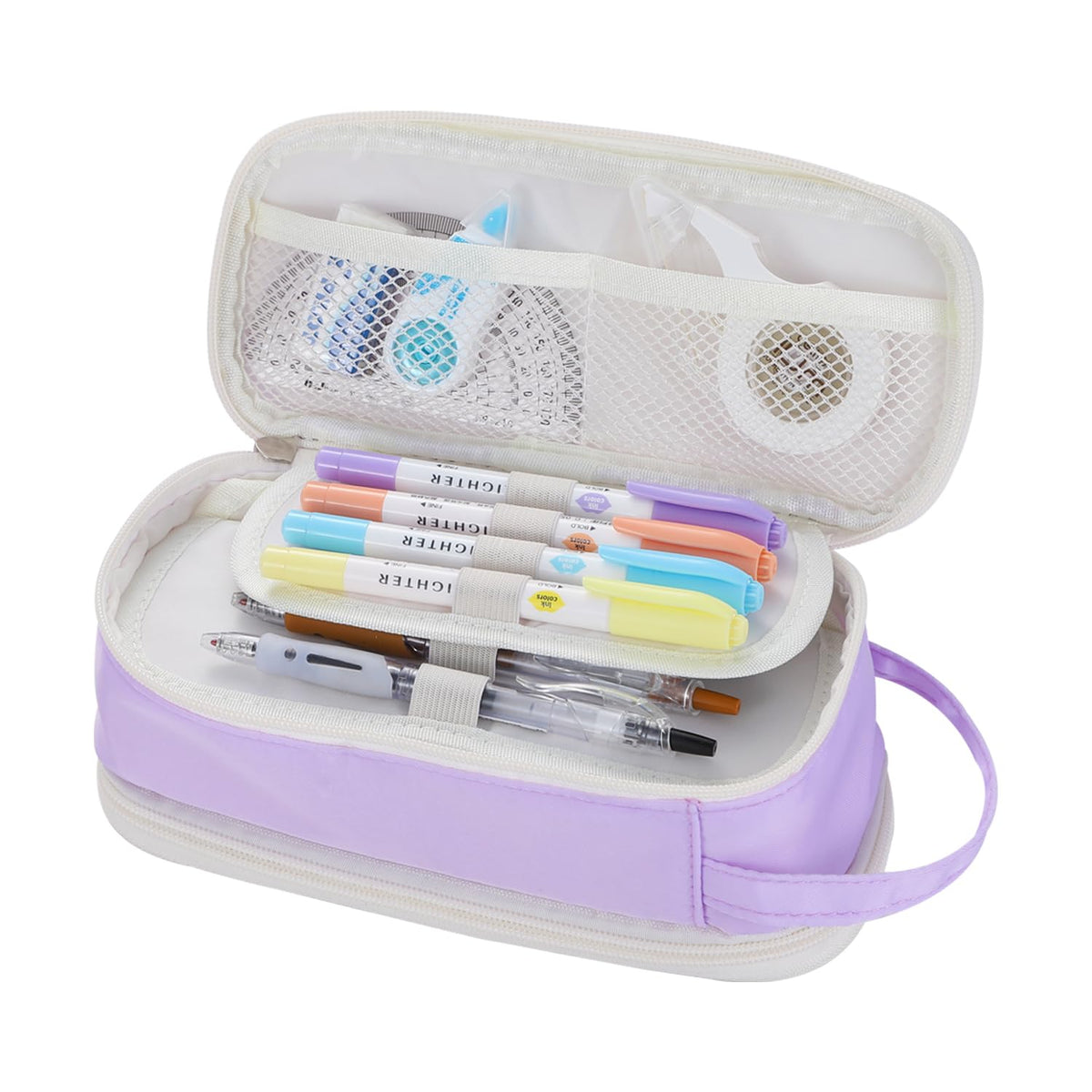 Dugio Large Pencil Bag for Girls School Organizer Pencil Case Big Purple