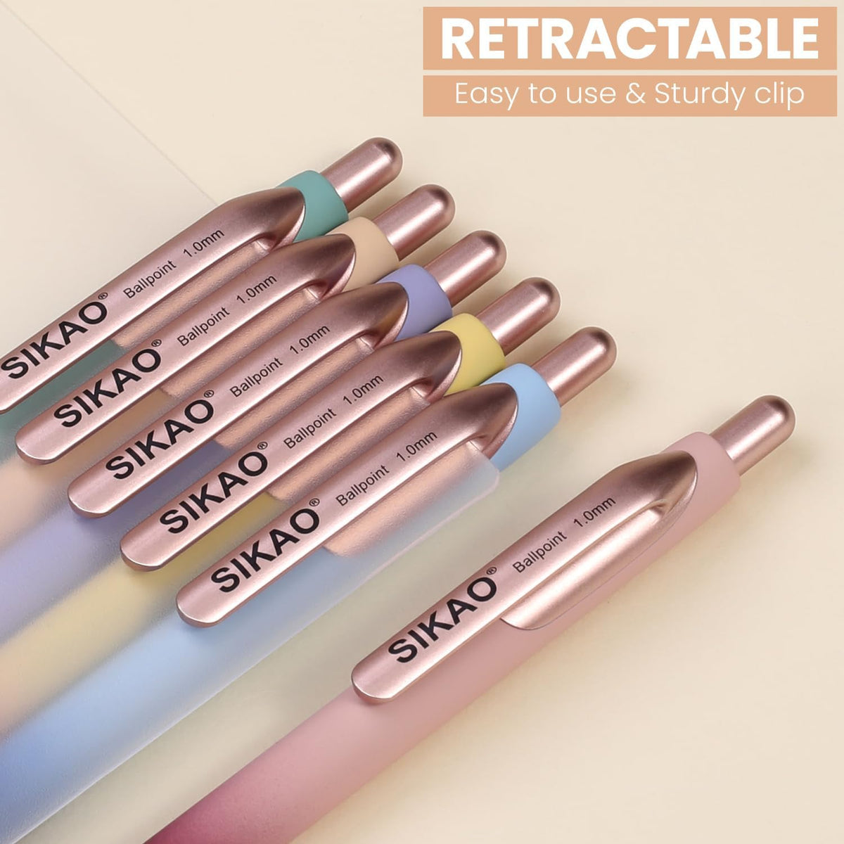 Sikao Pens Bulk, 60 Pack Luxe Gradient Retractable Ballpoint Pens