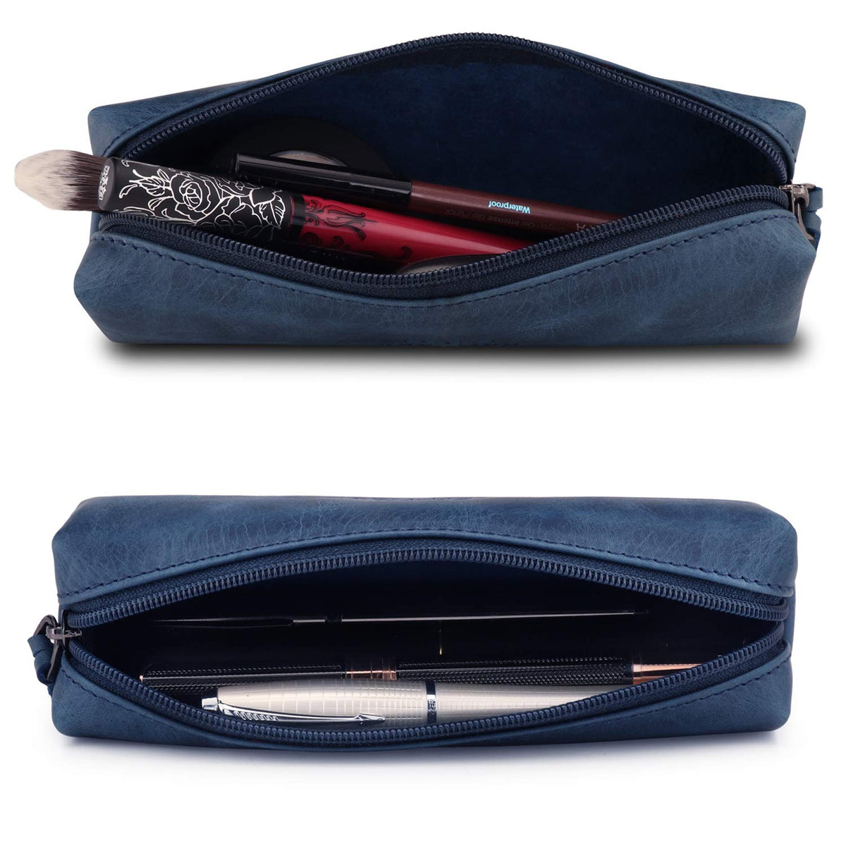Londo Genuine Leather Zipper Pen, Pencil & Cosmetic Case