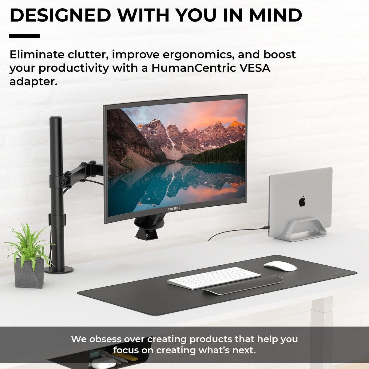 HumanCentric VESA Mount Adapter for Samsung Curved Monitors CF397 & CRG5