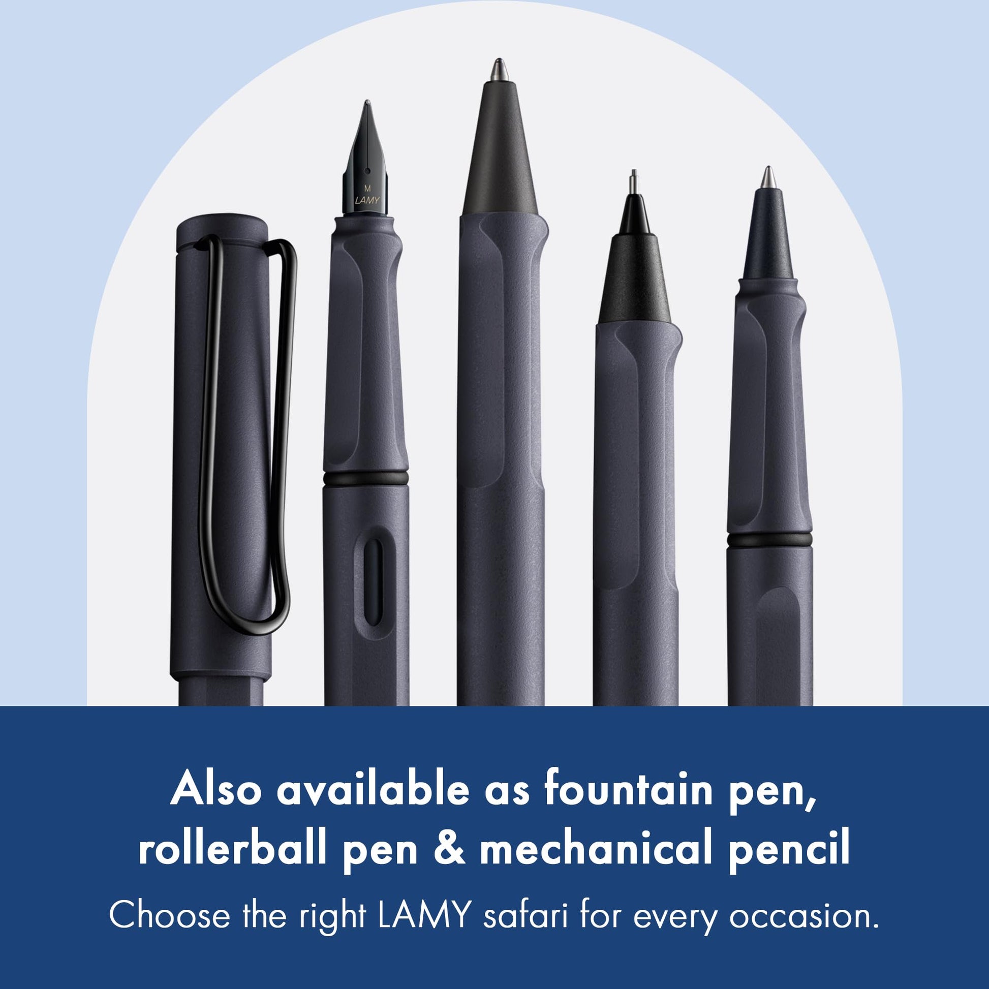 Lamy safari steel black - Ballpoint Pen with ergonomic grip & line width M - for pleasant long