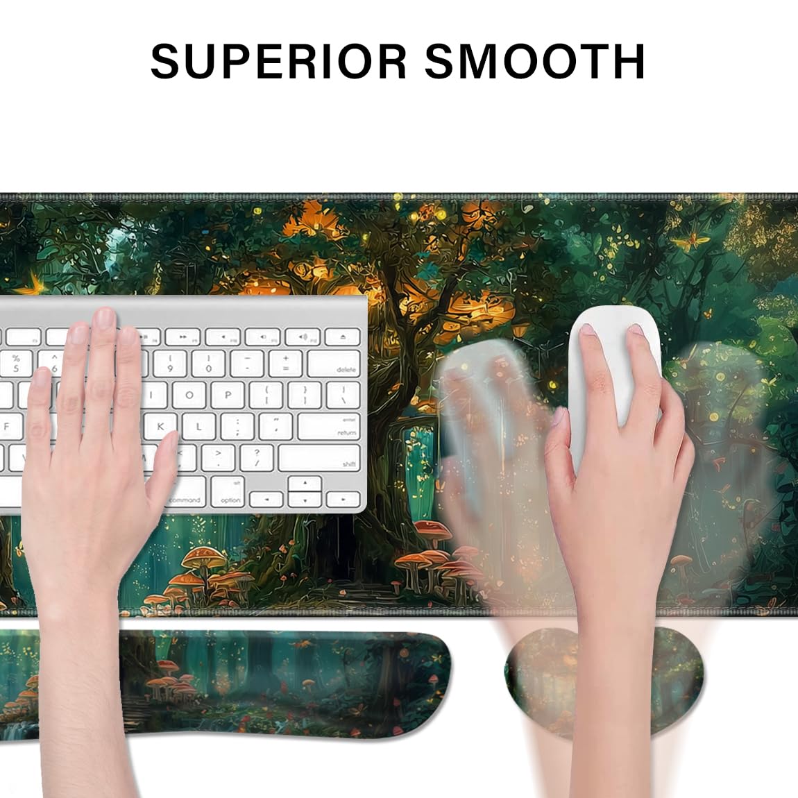 Desk Pad and Keyboard Wrist Rest, Large Mouse Pad + Keyboard Pad+Mouse Wrist Support, Non-Slip Desk