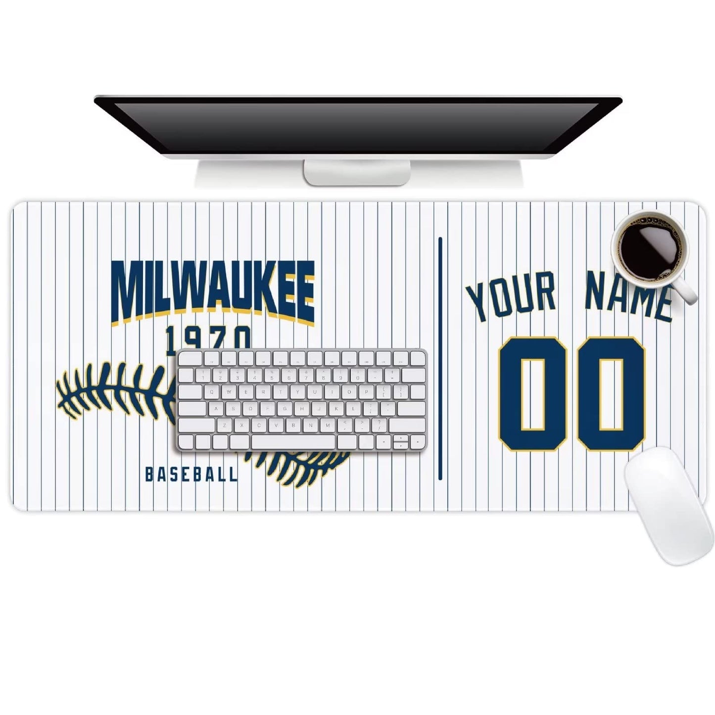 Milwaukee Mouse Pad Custom Any Name and Number Personalized Desk Pad for Men Women Youth Gifts