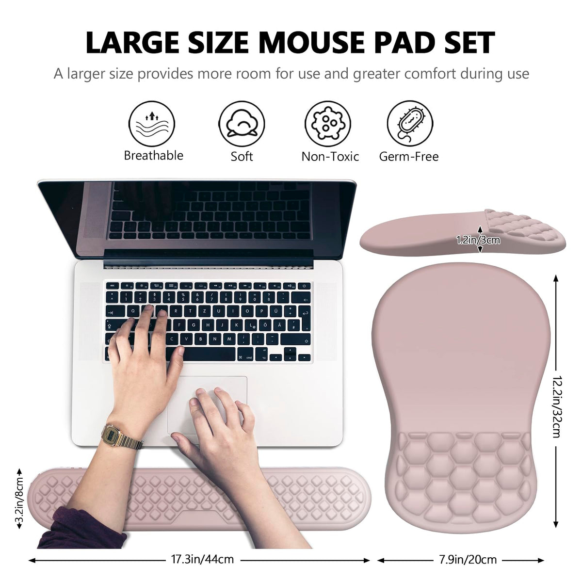 Laokiiy Ergonomic Mouse Pad Wrist Support, 2 in 1 Keyboard Wrist Rest Set
