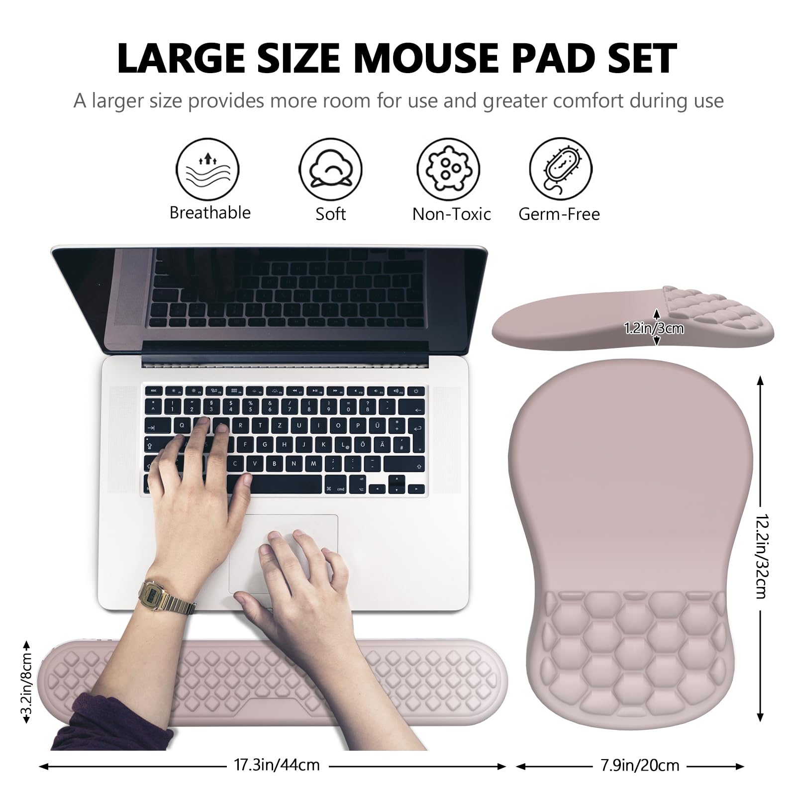 Laokiiy Ergonomic Mouse Pad Wrist Support, 2 in 1 Keyboard Wrist Rest Set