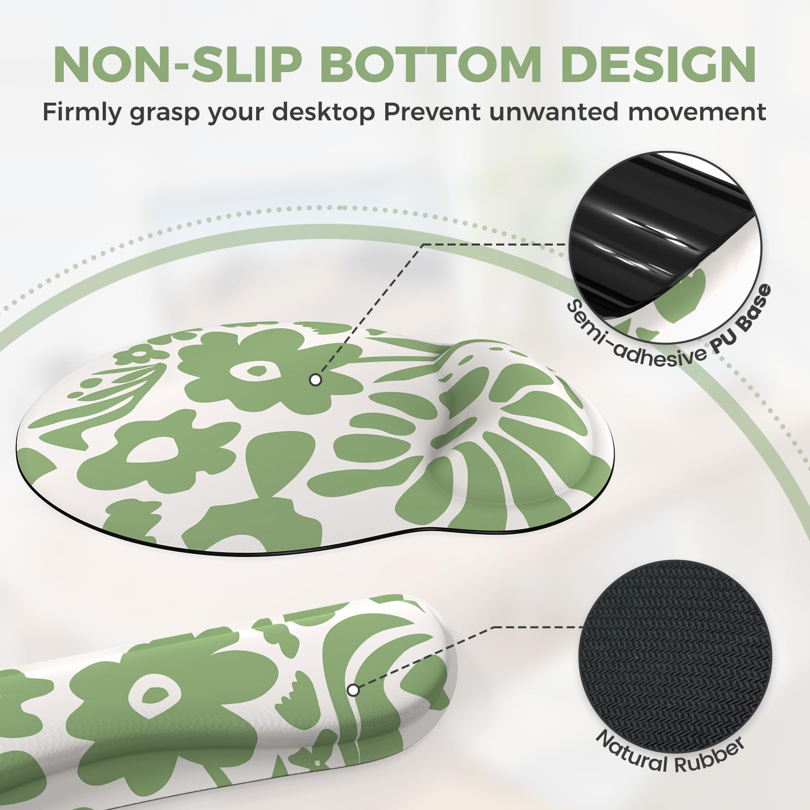 iCasso Desk Cover Mat, 4in1 Floral Large Mouse Pad with Wrist Rest