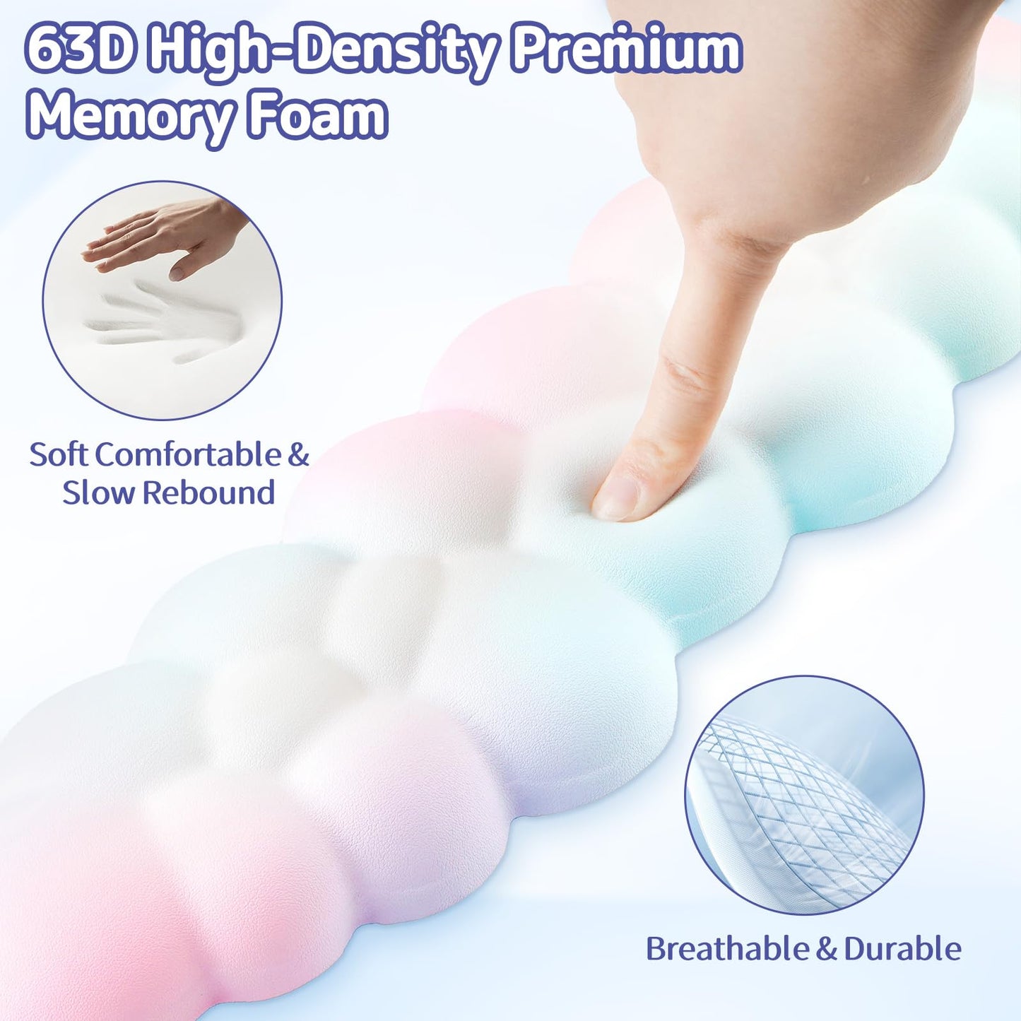 Sushret Cloud Wrist Rest Keyboard, Cloud Keyboard Wrist Pad Set with PU Leather Memory Foam, Cute