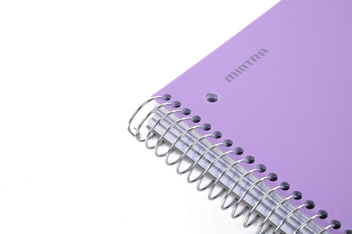 Mintra Office Durable Spiral Notebooks, 5 Subject (Lavender, College Ruled 1pk)