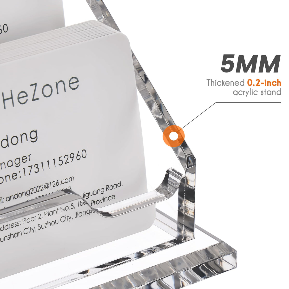 HeZone Acrylic Card Holder Clear Horizontal Business Card Organizer Stand for Desk 3 Slots 3 Tier