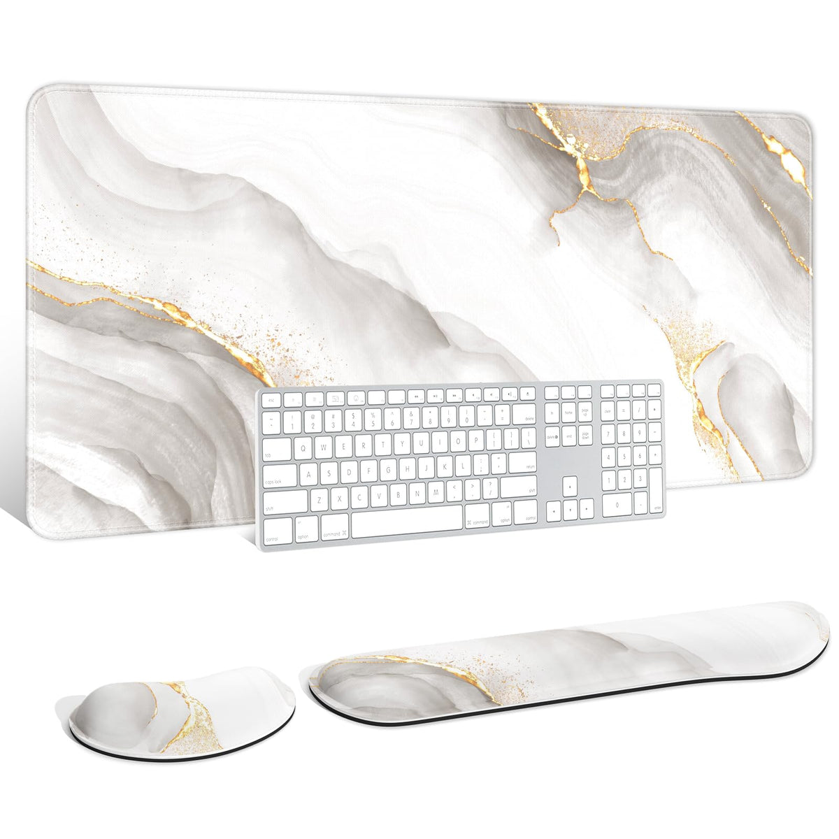 Auhoahsil Large Mouse Pad with Wrist Rests for Keyboard & Mouse, Thick Soft Ergonomic Memory Foam