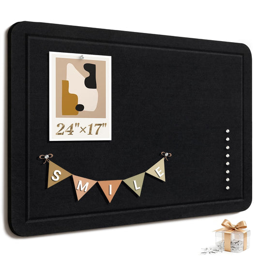 Large Bulletin Board, 24 X 17 Inches Felt Cork Board with 40 Pushpins, Foldable Felt Notice Pin
