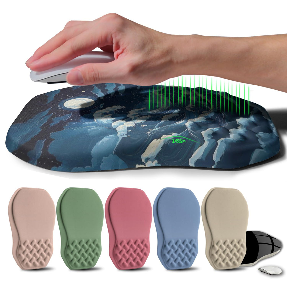 Gleamtide Ergonomic Raised Mouse Pad Wrist Support with Bilateral Slope Memory Foam Mousepad for