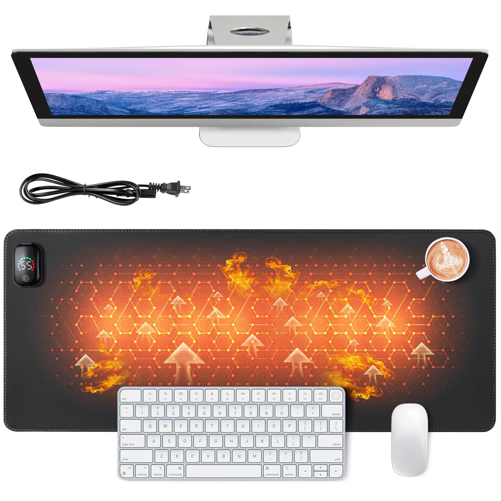 Bublonics Heated Mouse Pad, Warm Desk Pad,Heated Large Desk Mat with 3 Levels Heating,Gaming Mouse