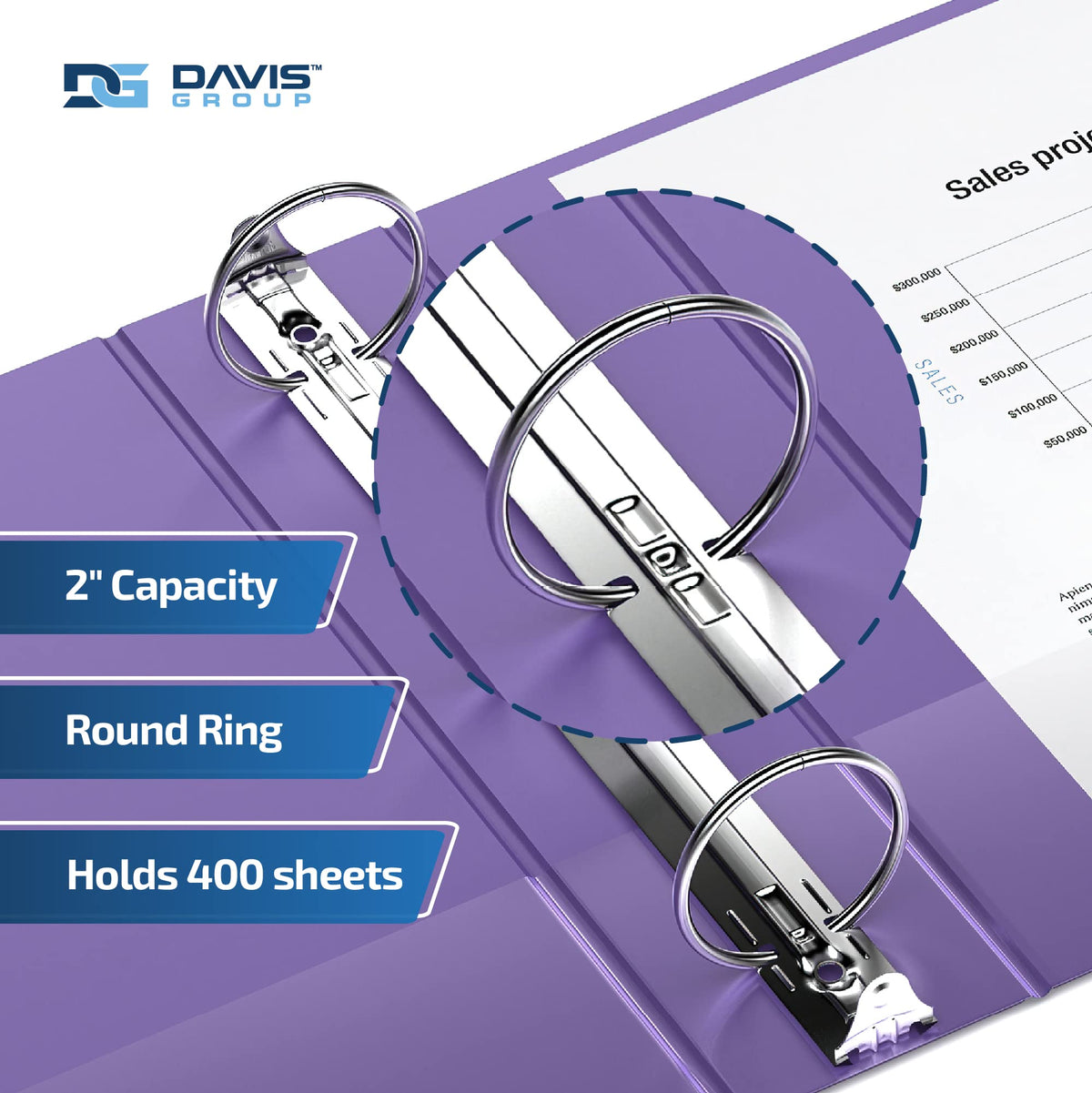 Premium Economy 3-Ring Binder, Spine Label, 2" Round Rings, 6 Pack