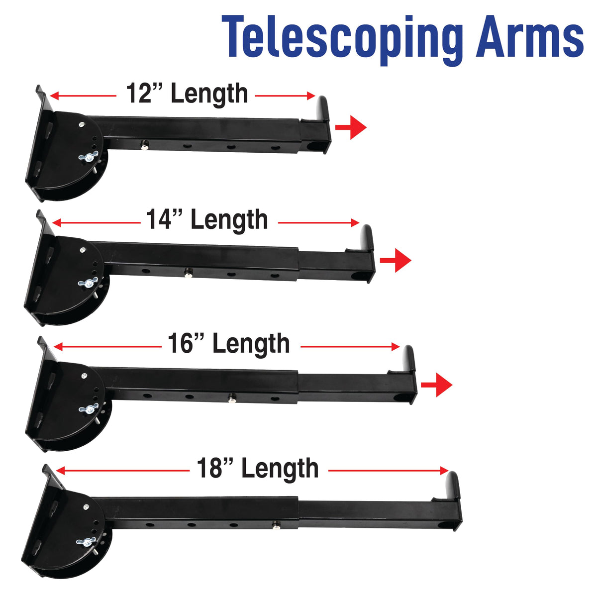 Slatwall Keyboard Arms (1-PAIR) Telescoping 12" - 18" / 3 Adjustable Angles
