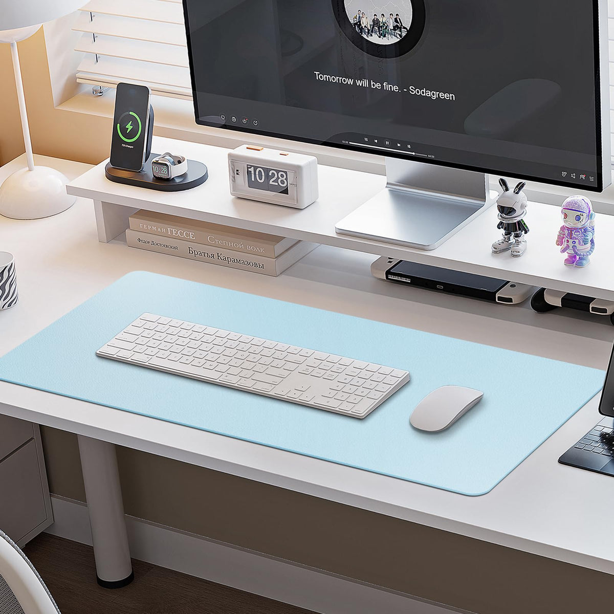 Boutilon Leather Desk Pad Protector,Non-Slip Mouse Pad,Laptop Desk Pad,Office Mouse Mat,Waterproof