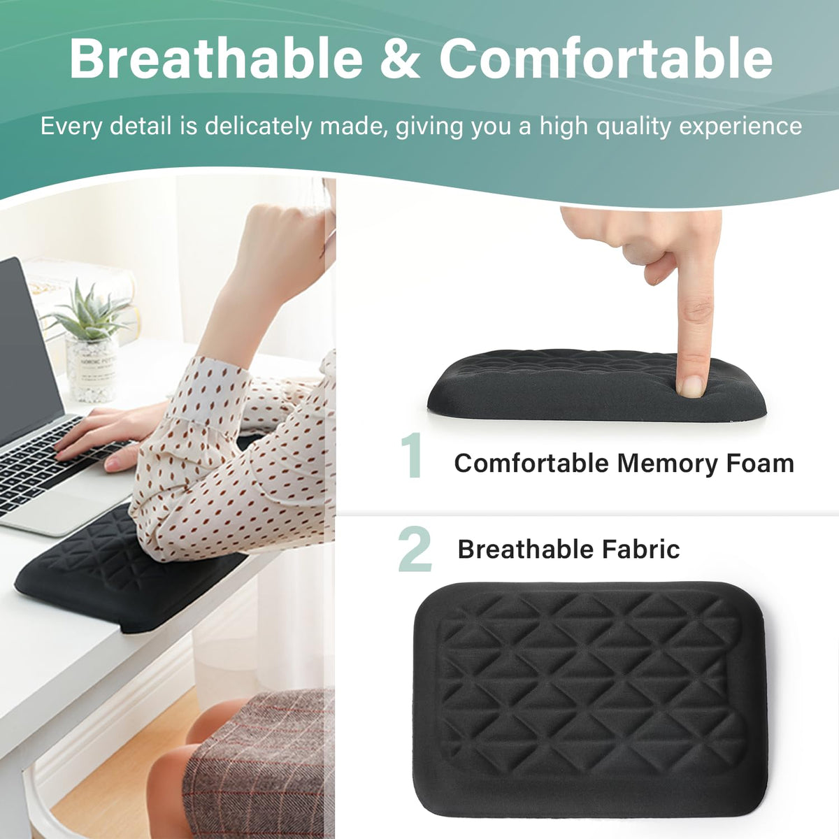 L-Shaped Desk EdgeRest, 2-Piece Set, Plam & Wrist & Forearm & Elbow Comfort Support for Table or