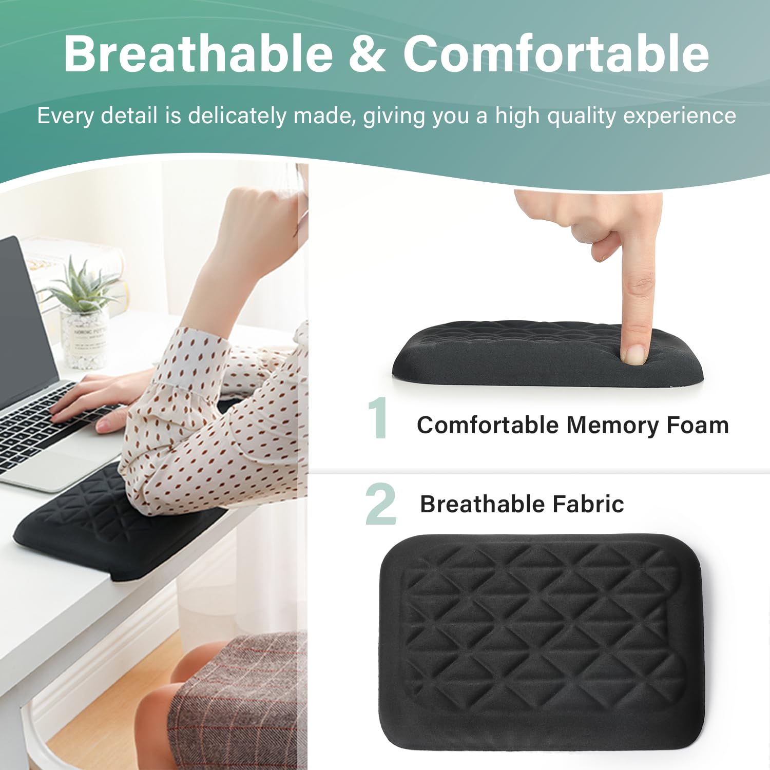 L-Shaped Desk EdgeRest, 2-Piece Set, Plam & Wrist & Forearm & Elbow Comfort Support for Table or